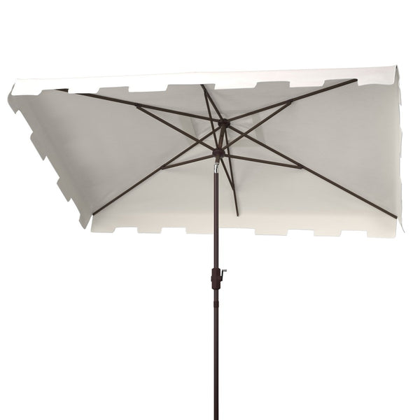Safavieh ZIMMERMAN 6.5x10 FT Rectangular Market Umbrella – Elegant Outdoor Shade with Crank & Tilt Mechanism White PAT8300K