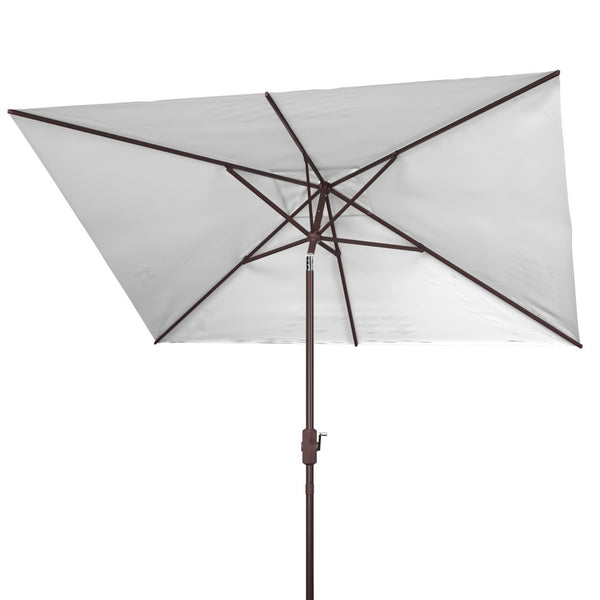 Safavieh KAMEN 6.5ft x 10ft Auto Tilt Rectangle Market Umbrella for Stylish Outdoor Shade and Comfort White PAT8301F