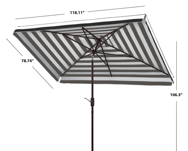 Safavieh ELSA Fashion Line 6.5x10FT Rectangular Market Umbrella for Stylish Outdoor Elegance and Shade Black / White PAT8303A