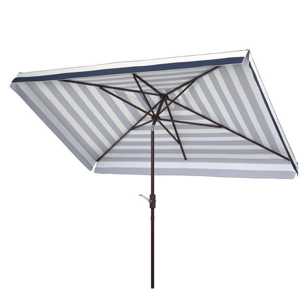 Safavieh ELSA Fashion Line 6.5x10FT Rectangular Market Umbrella for Stylish Outdoor Elegance and Shade Black / White PAT8303A