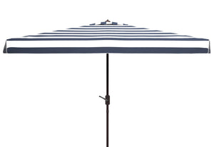 Safavieh ELSA Fashion Line 6.5x10FT Rectangular Market Umbrella for Stylish Outdoor Elegance and Shade Navy / White PAT8303B