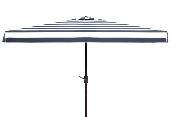Safavieh ELSA Fashion Line 6.5x10FT Rectangular Market Umbrella for Stylish Outdoor Elegance and Shade Navy / White PAT8303B