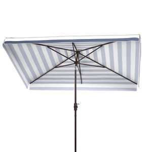 Safavieh ELSA Fashion Line 6.5x10FT Rectangular Market Umbrella for Stylish Outdoor Elegance and Shade Navy / White PAT8303B