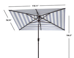 Safavieh IRIS FASHION LINE 6.5x10FT Rectangular Market Umbrella for Chic Outdoor Living & Sun Protection Black / White PAT8304A
