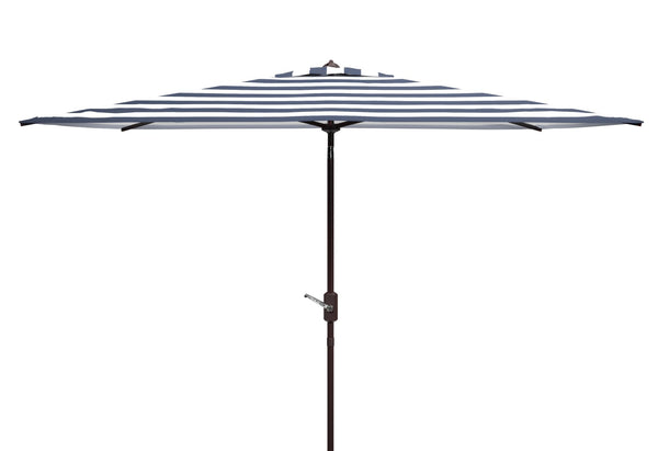 Safavieh IRIS FASHION LINE 6.5x10FT Rectangular Market Umbrella for Chic Outdoor Living & Sun Protection Navy / White PAT8304B