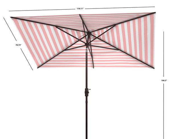 Safavieh IRIS FASHION LINE 6.5x10FT Rectangular Market Umbrella for Chic Outdoor Living & Sun Protection Orange / White PAT8304C