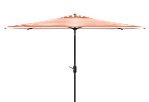 Safavieh IRIS FASHION LINE 6.5x10FT Rectangular Market Umbrella for Chic Outdoor Living & Sun Protection Orange / White PAT8304C