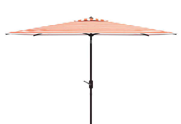 Safavieh IRIS FASHION LINE 6.5x10FT Rectangular Market Umbrella for Chic Outdoor Living & Sun Protection Orange / White PAT8304C