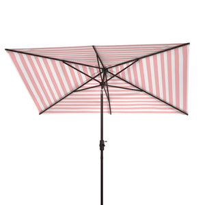 Safavieh IRIS FASHION LINE 6.5x10FT Rectangular Market Umbrella for Chic Outdoor Living & Sun Protection Orange / White PAT8304C