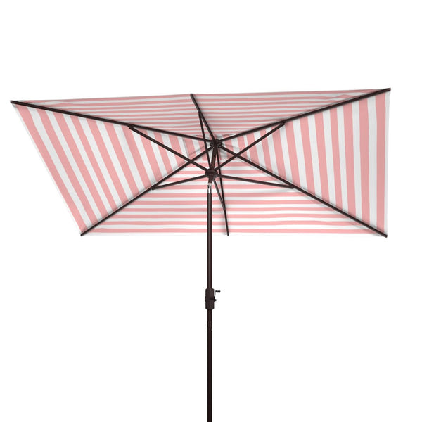 Safavieh IRIS FASHION LINE 6.5x10FT Rectangular Market Umbrella for Chic Outdoor Living & Sun Protection Orange / White PAT8304C