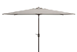 Safavieh IRIS FASHION LINE 6.5x10FT Rectangular Market Umbrella for Chic Outdoor Living & Sun Protection Grey / White PAT8304D