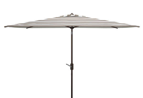 Safavieh IRIS FASHION LINE 6.5x10FT Rectangular Market Umbrella for Chic Outdoor Living & Sun Protection Grey / White PAT8304D