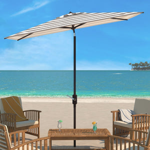 Safavieh IRIS FASHION LINE 6.5x10FT Rectangular Market Umbrella for Chic Outdoor Living & Sun Protection Grey / White PAT8304D