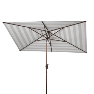 Safavieh IRIS FASHION LINE 6.5x10FT Rectangular Market Umbrella for Chic Outdoor Living & Sun Protection Grey / White PAT8304D