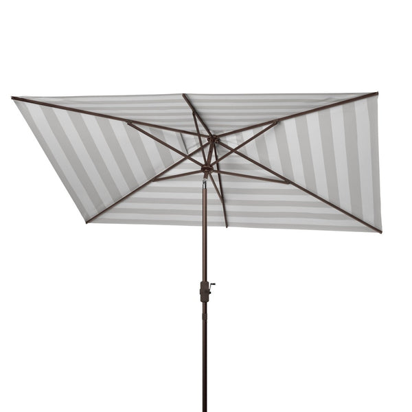 Safavieh IRIS FASHION LINE 6.5x10FT Rectangular Market Umbrella for Chic Outdoor Living & Sun Protection Grey / White PAT8304D