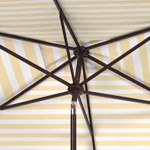 Safavieh Iris Rectangular Outdoor Patio Umbrella with Yellow Stripe Canopy and Brown Metal Pole PAT8304Y
