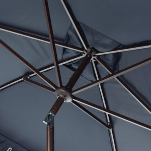 Safavieh ELEGANT Rectangular Patio Umbrella for Outdoor Oasis – Stylish Petal Valance & Durable Design Navy / White PAT8306A