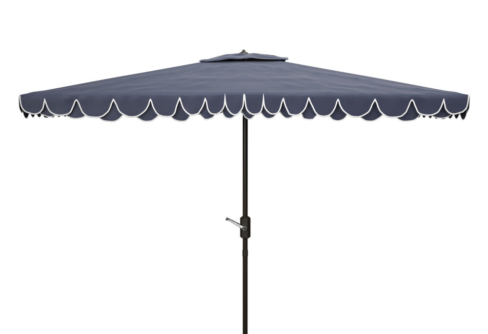 Safavieh ELEGANT Rectangular Patio Umbrella for Outdoor Oasis – Stylish Petal Valance & Durable Design Navy / White PAT8306A
