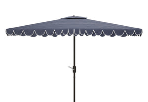 Safavieh ELEGANT Rectangular Patio Umbrella for Outdoor Oasis – Stylish Petal Valance & Durable Design Navy / White PAT8306A