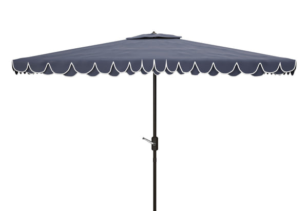 Safavieh ELEGANT Rectangular Patio Umbrella for Outdoor Oasis – Stylish Petal Valance & Durable Design Navy / White PAT8306A