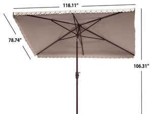 Safavieh ELEGANT Rectangular Patio Umbrella for Outdoor Oasis – Stylish Petal Valance & Durable Design Beige / White PAT8306C