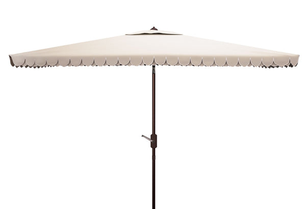 Safavieh ELEGANT Rectangular Patio Umbrella for Outdoor Oasis – Stylish Petal Valance & Durable Design Beige / White PAT8306C