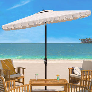Safavieh ELEGANT Rectangular Patio Umbrella for Outdoor Oasis – Stylish Petal Valance & Durable Design Beige / White PAT8306C