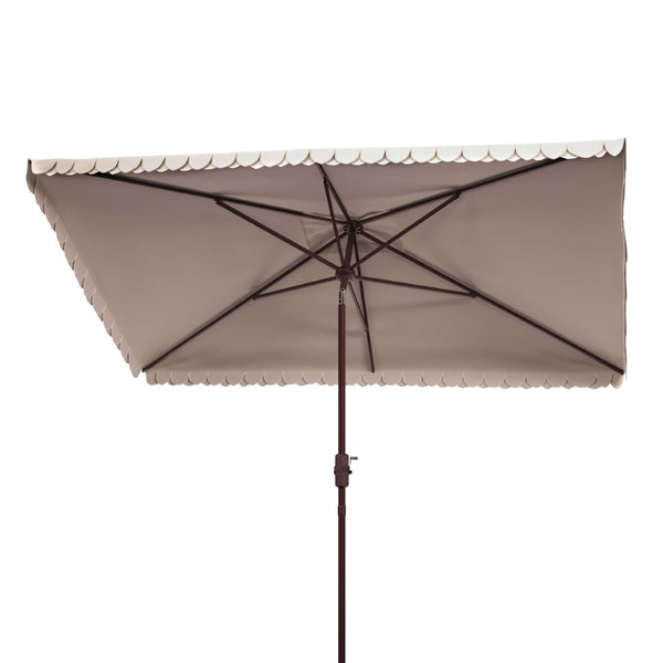 Safavieh ELEGANT Rectangular Patio Umbrella for Outdoor Oasis – Stylish Petal Valance & Durable Design Beige / White PAT8306C