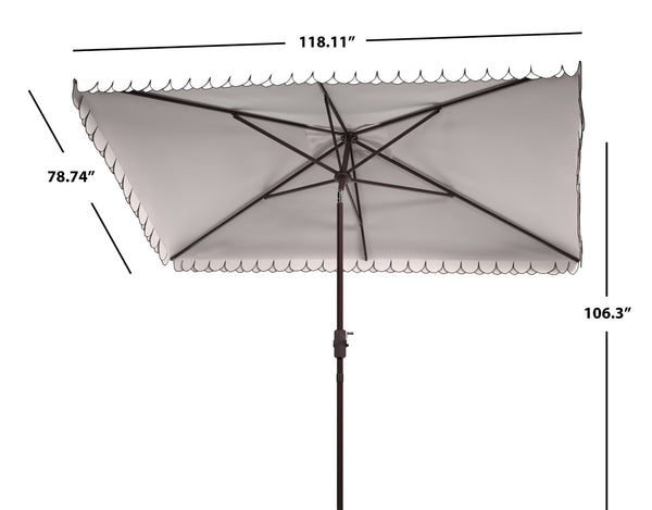 Safavieh ELEGANT Rectangular Patio Umbrella for Outdoor Oasis – Stylish Petal Valance & Durable Design Ivory / Black PAT8306E