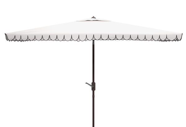Safavieh ELEGANT Rectangular Patio Umbrella for Outdoor Oasis – Stylish Petal Valance & Durable Design Ivory / Black PAT8306E