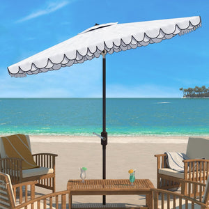 Safavieh ELEGANT Rectangular Patio Umbrella for Outdoor Oasis – Stylish Petal Valance & Durable Design Ivory / Black PAT8306E
