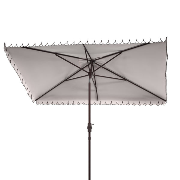 Safavieh ELEGANT Rectangular Patio Umbrella for Outdoor Oasis – Stylish Petal Valance & Durable Design Ivory / Black PAT8306E