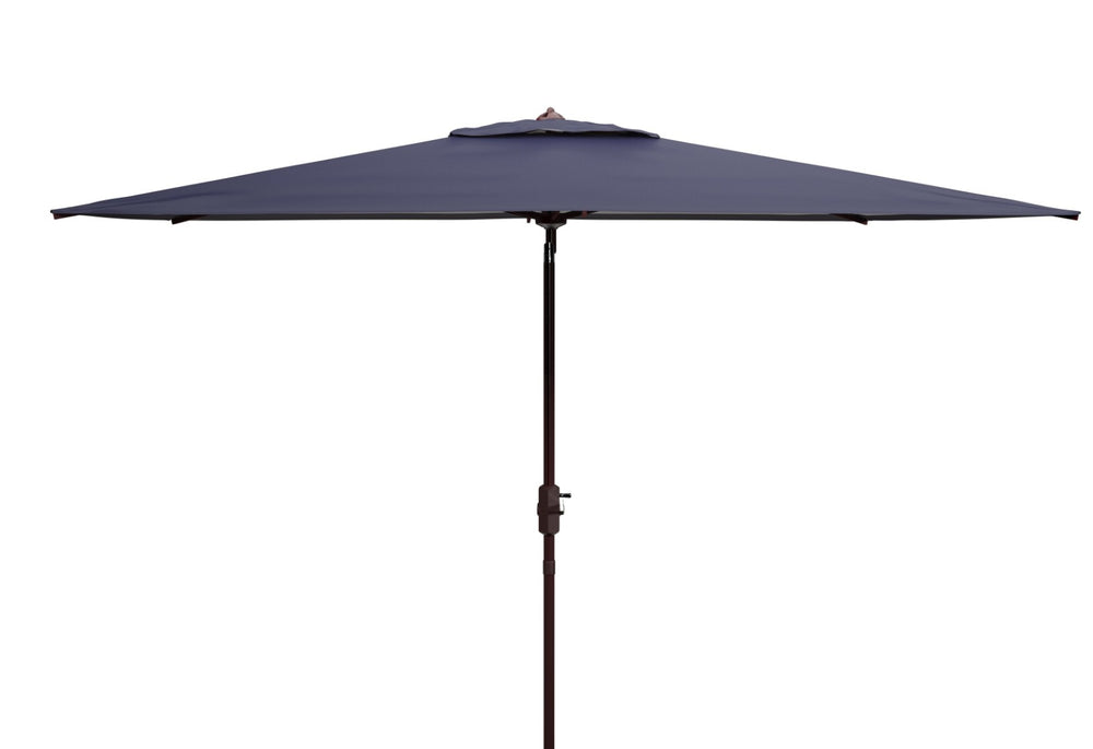 Safavieh ATHENS 6.5x10FT Rectangular Crank Umbrella - Elevate Your Outdoor Space with Mediterranean Elegance Navy / White PAT8307A