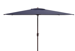 Safavieh ATHENS 6.5x10FT Rectangular Crank Umbrella - Elevate Your Outdoor Space with Mediterranean Elegance Navy / White PAT8307A