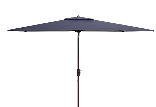 Safavieh ATHENS 6.5x10FT Rectangular Crank Umbrella - Elevate Your Outdoor Space with Mediterranean Elegance Navy / White PAT8307A