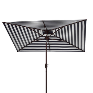 Safavieh ATHENS 6.5x10FT Rectangular Crank Umbrella - Elevate Your Outdoor Space with Mediterranean Elegance Navy / White PAT8307A