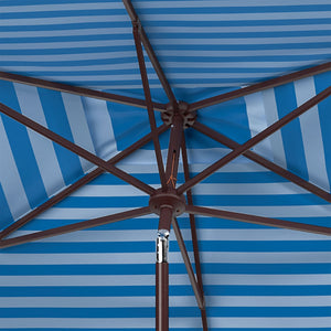 Safavieh ATHENS 6.5x10FT Rectangular Crank Umbrella - Elevate Your Outdoor Space with Mediterranean Elegance Baby Blue / White PAT8307C