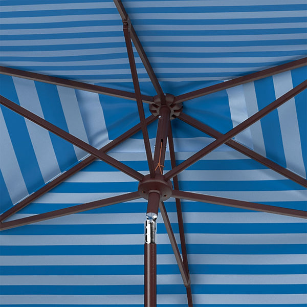 Safavieh ATHENS 6.5x10FT Rectangular Crank Umbrella - Elevate Your Outdoor Space with Mediterranean Elegance Baby Blue / White PAT8307C