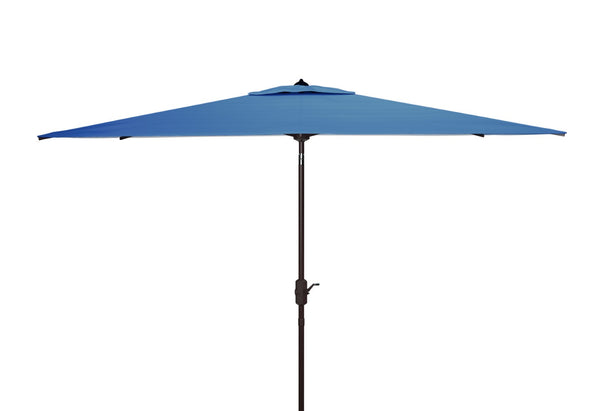 Safavieh ATHENS 6.5x10FT Rectangular Crank Umbrella - Elevate Your Outdoor Space with Mediterranean Elegance Baby Blue / White PAT8307C
