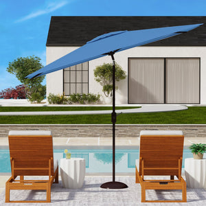 Safavieh ATHENS 6.5x10FT Rectangular Crank Umbrella - Elevate Your Outdoor Space with Mediterranean Elegance Baby Blue / White PAT8307C