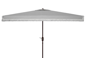 Safavieh Milan Fringe 6.5 X 10 Ft Rect Crank Umbrella Grey Aluminum PAT8308B