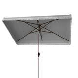 Safavieh Milan Fringe 6.5 X 10 Ft Rect Crank Umbrella Grey Aluminum PAT8308B