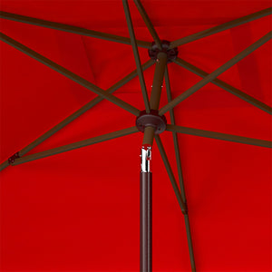 Safavieh Milan Fringe 6.5 X 10 Ft Rect Crank Umbrella Red Aluminum PAT8308E