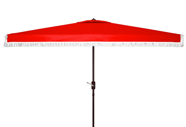 Safavieh Milan Fringe 6.5 X 10 Ft Rect Crank Umbrella Red Aluminum PAT8308E