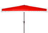 Safavieh Milan Fringe 6.5 X 10 Ft Rect Crank Umbrella Red Aluminum PAT8308E