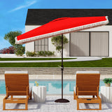 Safavieh Milan Fringe 6.5 X 10 Ft Rect Crank Umbrella Red Aluminum PAT8308E