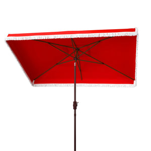Safavieh Milan Fringe 6.5 X 10 Ft Rect Crank Umbrella Red Aluminum PAT8308E
