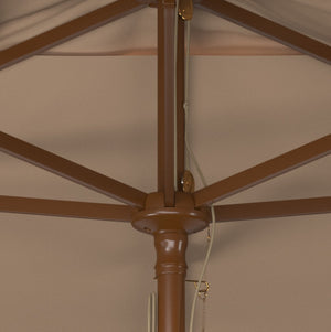 Safavieh AKLIN 6.5ft x 10ft Rectangular Wooden Pulley Market Umbrella for Stylish Outdoor Shade Solutions Beige PAT8309A