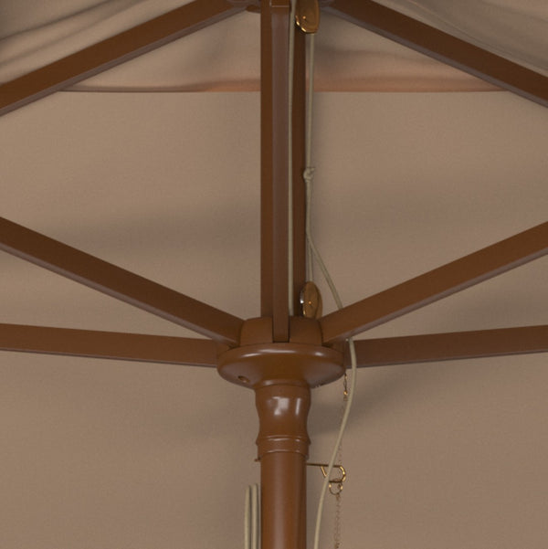 Safavieh AKLIN 6.5ft x 10ft Rectangular Wooden Pulley Market Umbrella for Stylish Outdoor Shade Solutions Beige PAT8309A