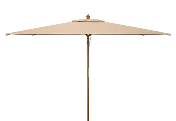 Safavieh AKLIN 6.5ft x 10ft Rectangular Wooden Pulley Market Umbrella for Stylish Outdoor Shade Solutions Beige PAT8309A